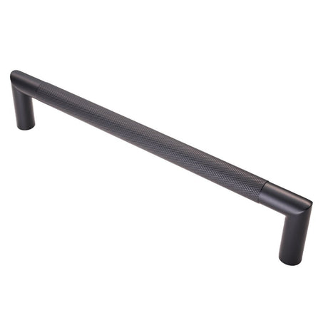 This is an image of Eurospec - Mitred Knurled Pull Handle - Matt Black available to order from T.H Wiggans Architectural Ironmongery in Kendal, quick delivery and discounted prices.