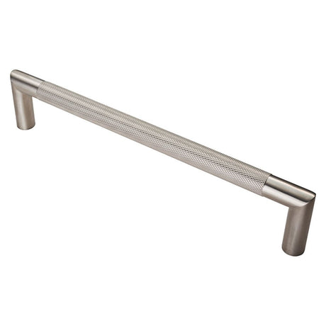 This is an image of Eurospec - Mitred Knurled Pull Handle - Satin Stainless Steel available to order from T.H Wiggans Architectural Ironmongery in Kendal, quick delivery and discounted prices.