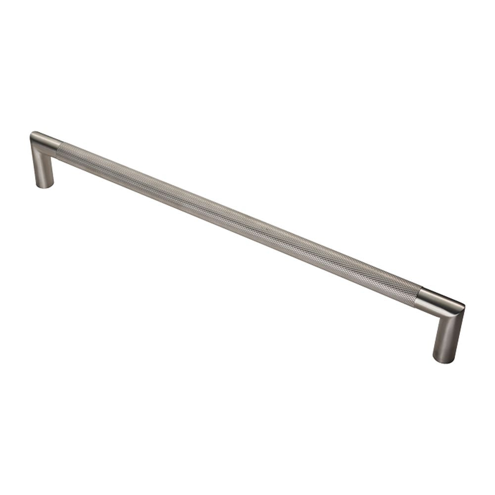 This is an image of Eurospec - Mitred Knurled Pull Handle - Satin Stainless Steel available to order from T.H Wiggans Architectural Ironmongery in Kendal, quick delivery and discounted prices.