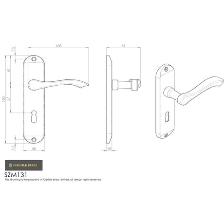 This image is a line drwaing of a Serozzetta - Lever on Lock Backplate - Polished Chrome available to order from Trade Door Handles in Kendal