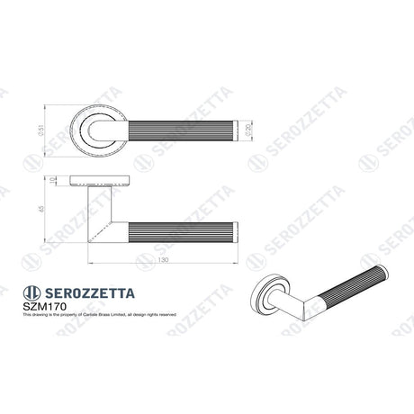 This image is a line drwaing of a Serozzetta - Serozzetta Trend Lines Lever On rose - Matt Black available to order from Trade Door Handles in Kendal