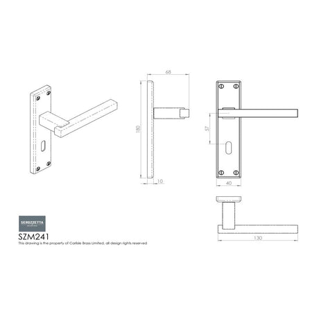 This image is a line drwaing of a Serozzetta - Stratus Lever on Lock Backplate - Polished Chrome available to order from Trade Door Handles in Kendal