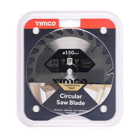 This is an image showing TIMCO Handheld Cordless Circular Saw Blade - 150 x 10 x 24T - 1 Each Clamshell available from T.H Wiggans Ironmongery in Kendal, quick delivery at discounted prices.