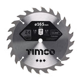 This is an image showing TIMCO Handheld Cordless Circular Saw Blade - 165 x 10 x 24T - 1 Each Clamshell available from T.H Wiggans Ironmongery in Kendal, quick delivery at discounted prices.