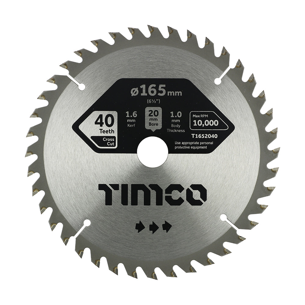 This is an image showing TIMCO Handheld Cordless Circular Saw Blade - 165 x 20 x 40T - 1 Each Clamshell available from T.H Wiggans Ironmongery in Kendal, quick delivery at discounted prices.