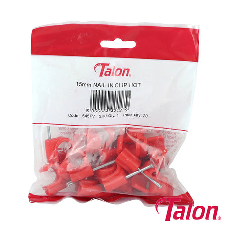 This is an image showing TIMCO Nail In Pipe Clip - Red - NCH15/20 - 15mm - 20 Pieces Bag available from T.H Wiggans Ironmongery in Kendal, quick delivery at discounted prices.