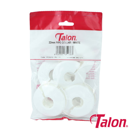 This is an image showing TIMCO Pipe Collar - White - PC2210 - 22mm - 10 Pieces Bag available from T.H Wiggans Ironmongery in Kendal, quick delivery at discounted prices.