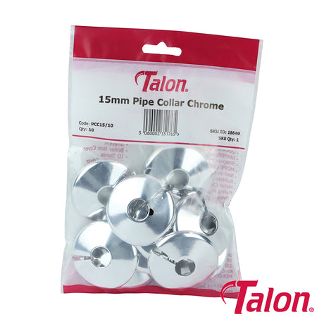 This is an image showing TIMCO Pipe Collar - Chrome - PCC1510 - 15mm - 10 Pieces Bag available from T.H Wiggans Ironmongery in Kendal, quick delivery at discounted prices.