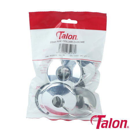 This is an image showing TIMCO Pipe Collar - Chrome - PCC2210 - 22mm - 10 Pieces Bag available from T.H Wiggans Ironmongery in Kendal, quick delivery at discounted prices.