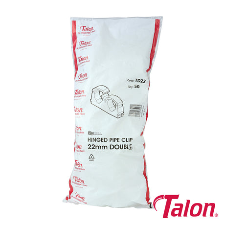 This is an image showing TIMCO Double Hinged Clip - White - TD22 - 22mm - 50 Pieces Bag available from T.H Wiggans Ironmongery in Kendal, quick delivery at discounted prices.