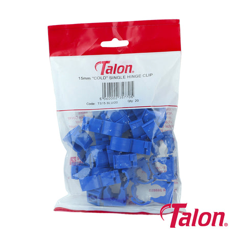This is an image showing TIMCO Single Hinged ID Clip - Blue - TS15BLU20 - 15mm - 20 Pieces Bag available from T.H Wiggans Ironmongery in Kendal, quick delivery at discounted prices.