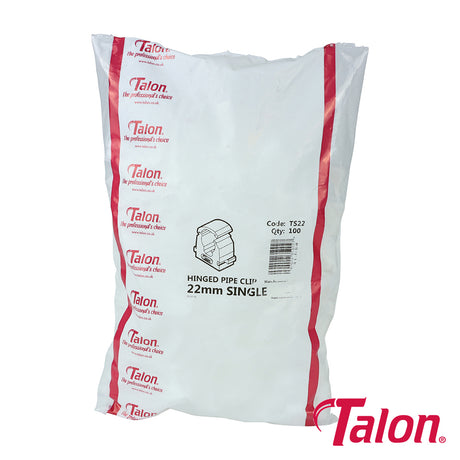 This is an image showing TIMCO Single Hinged Clip - White - TS22 - 22mm - 100 Pieces Bag available from T.H Wiggans Ironmongery in Kendal, quick delivery at discounted prices.
