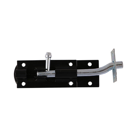 This is an image showing TIMCO Necked Tower Bolt - Black - 4" - 1 Each Plain Bag available from T.H Wiggans Ironmongery in Kendal, quick delivery at discounted prices.
