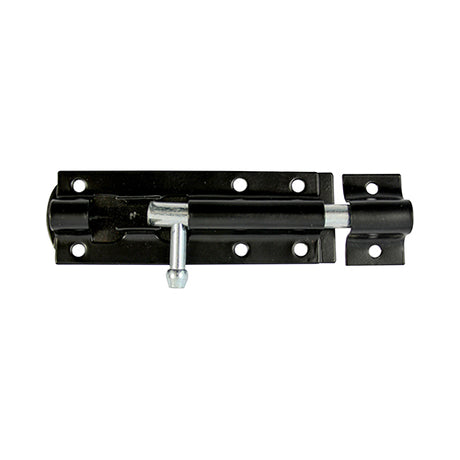 This is an image showing TIMCO Straight Tower Bolt - Black - 6" - 1 Each TIMpac available from T.H Wiggans Ironmongery in Kendal, quick delivery at discounted prices.