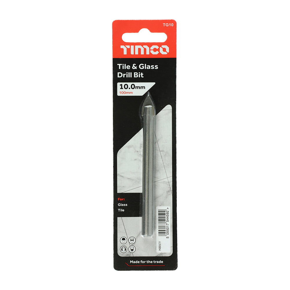 This is an image showing TIMCO TCT Arrow Head Tile & Glass Bit - 10.0mm - 1 Each Blister Pack available from T.H Wiggans Ironmongery in Kendal, quick delivery at discounted prices.