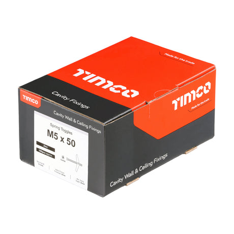 This is an image showing TIMCO Spring Toggles - Zinc - M5 x 50 - 100 Pieces Box available from T.H Wiggans Ironmongery in Kendal, quick delivery at discounted prices.
