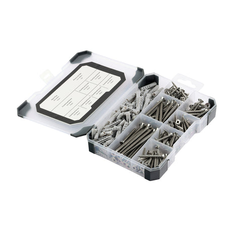 This is an image showing TIMCO Mixed Tray - Screws Plug & Drill Bit – A2 Stainless Steel - 251pcs - 251 Pieces Tray available from T.H Wiggans Ironmongery in Kendal, quick delivery at discounted prices.