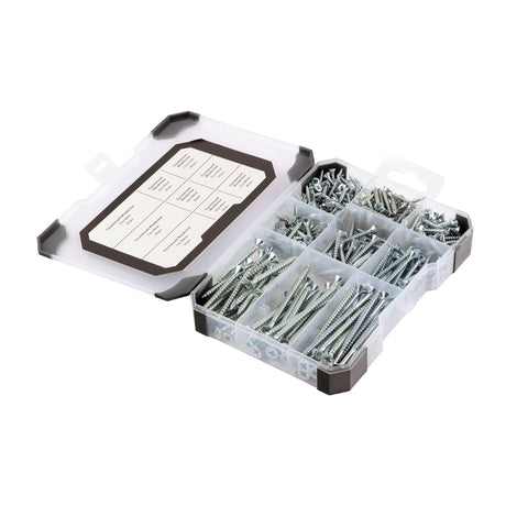 This is an image showing TIMCO Mixed Tray – Woodscrews - Zinc - 340pcs - 340 Pieces Tray available from T.H Wiggans Ironmongery in Kendal, quick delivery at discounted prices.