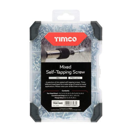 This is an image showing TIMCO Mixed Tray - Self-Tapping Screws – Zinc - 475pcs - 475 Pieces Tray available from T.H Wiggans Ironmongery in Kendal, quick delivery at discounted prices.