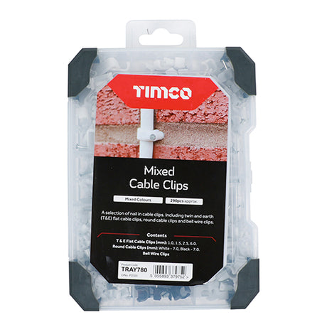 This is an image showing TIMCO Mixed Tray - Cable Clips - 290pcs - 290 Pieces Tray available from T.H Wiggans Ironmongery in Kendal, quick delivery at discounted prices.