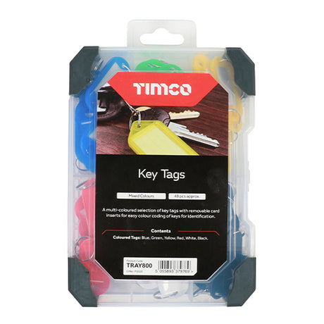 This is an image showing TIMCO Mixed Tray - Key Tags - 48pcs - 48 Pieces Tray available from T.H Wiggans Ironmongery in Kendal, quick delivery at discounted prices.