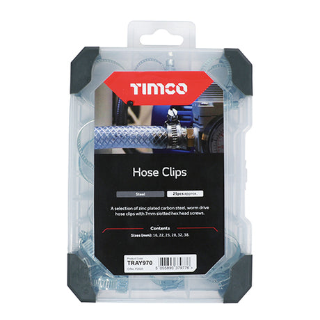 This is an image showing TIMCO Mixed Tray - Hose Clips - 25pcs - 25 Pieces Tray available from T.H Wiggans Ironmongery in Kendal, quick delivery at discounted prices.