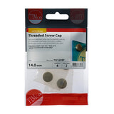 This is an image showing TIMCO Threaded Screw Caps - Solid Brass - Satin - 14mm - 4 Pieces TIMpac available from T.H Wiggans Ironmongery in Kendal, quick delivery at discounted prices.