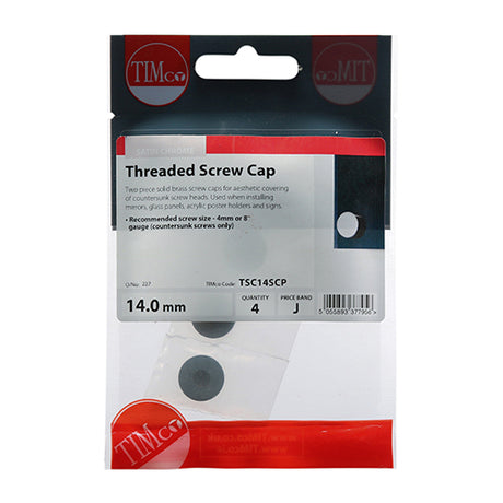 This is an image showing TIMCO Threaded Screw Caps - Solid Brass - Satin Chrome - 14mm - 4 Pieces TIMpac available from T.H Wiggans Ironmongery in Kendal, quick delivery at discounted prices.