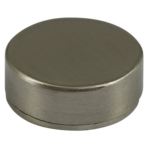 This is an image showing TIMCO Threaded Screw Caps - Solid Brass - Satin Nickel - 16mm - 4 Pieces TIMpac available from T.H Wiggans Ironmongery in Kendal, quick delivery at discounted prices.