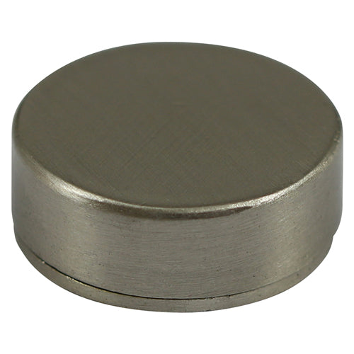 This is an image showing TIMCO Threaded Screw Caps - Solid Brass - Satin Nickel - 18mm - 4 Pieces TIMpac available from T.H Wiggans Ironmongery in Kendal, quick delivery at discounted prices.