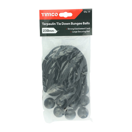 This is an image showing TIMCO Tarpaulin Tie Down Bungee Balls - 230mm - 10 Pieces Bag available from T.H Wiggans Ironmongery in Kendal, quick delivery at discounted prices.