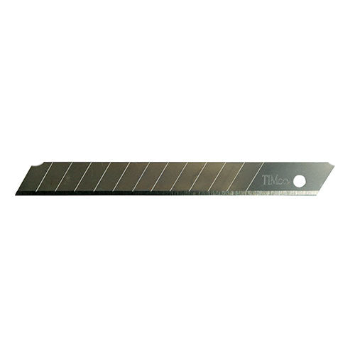 This is an image showing TIMCO Snap Off Utility Knife Blades - 80 x 9 x 0.6 - 10 Pieces Backing Card available from T.H Wiggans Ironmongery in Kendal, quick delivery at discounted prices.
