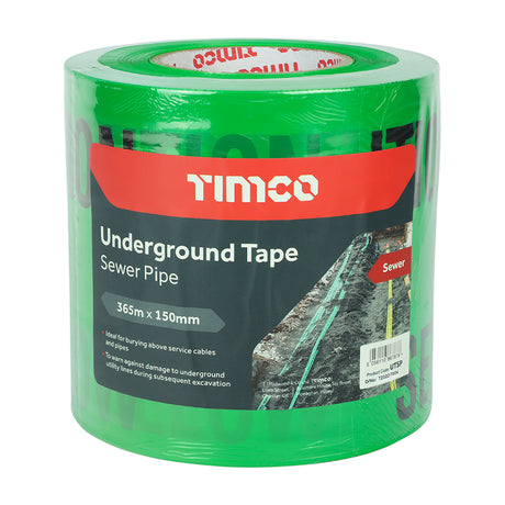 This is an image showing TIMCO Underground Tape - Sewer Pipe - 365m x 150mm - 1 Each Roll available from T.H Wiggans Ironmongery in Kendal, quick delivery at discounted prices.