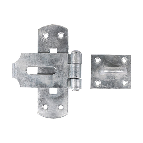 This is an image showing TIMCO Vertical Pattern Bolt On Hasp & Staple - Heavy Duty - Hot Dipped Galvanised - 6" - 1 Each Plain Bag available from T.H Wiggans Ironmongery in Kendal, quick delivery at discounted prices.