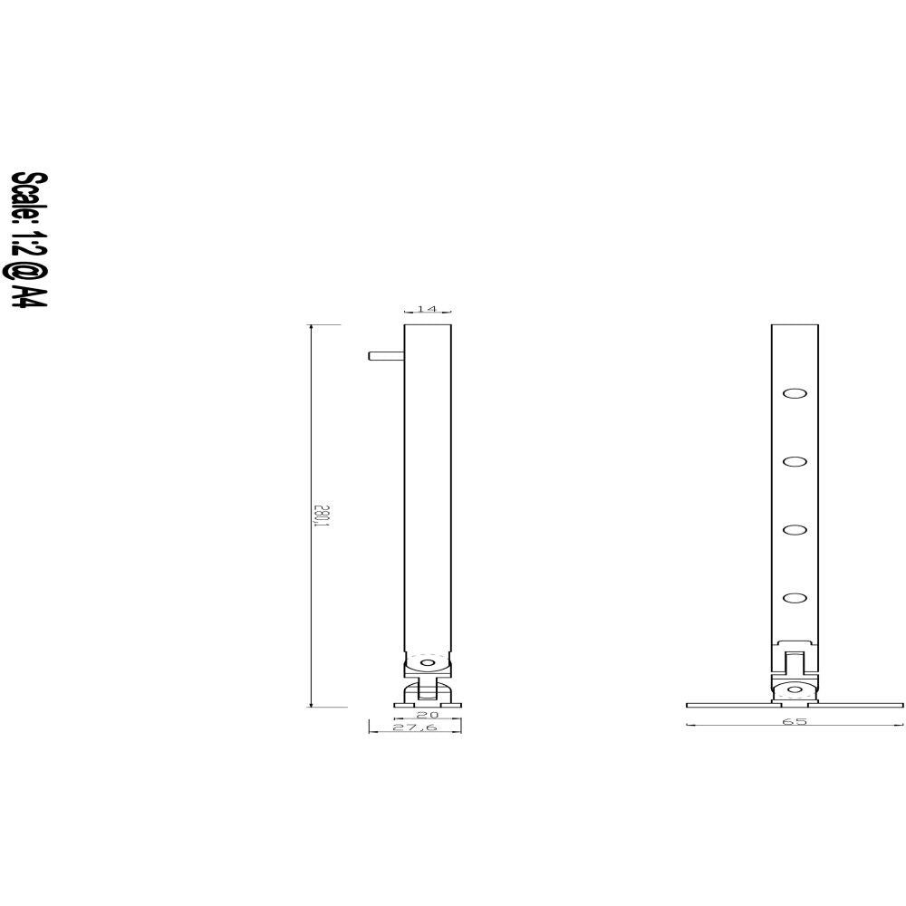 This image is a line drwaing of a Carlisle Brass - Round Casement Stay 263mm - Stainless Steel available to order from T.H Wiggans Architectural Ironmongery in Kendal in Kendal