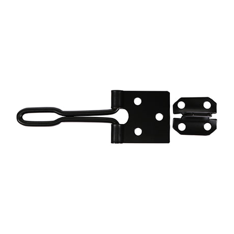 This is an image showing TIMCO Wire Pattern Hasp & Staple - Black - 4" - 1 Each Plain Bag available from T.H Wiggans Ironmongery in Kendal, quick delivery at discounted prices.