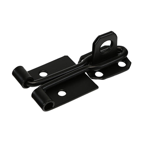 This is an image showing TIMCO Wire Pattern Hasp & Staple - Black - 4" - 1 Each Plain Bag available from T.H Wiggans Ironmongery in Kendal, quick delivery at discounted prices.