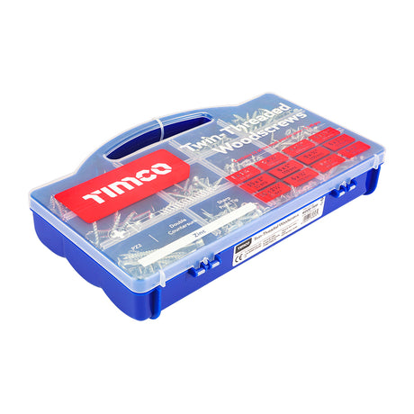 This is an image showing TIMCO Twin-Threaded Woodscrews - Mixed Tray - PZ - Double Countersunk - Zinc - 1,140pcs - 1140 Pieces Tray available from T.H Wiggans Ironmongery in Kendal, quick delivery at discounted prices.
