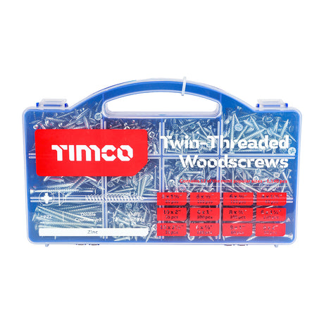 This is an image showing TIMCO Twin-Threaded Woodscrews - Mixed Tray - PZ - Double Countersunk - Zinc - 1,140pcs - 1140 Pieces Tray available from T.H Wiggans Ironmongery in Kendal, quick delivery at discounted prices.