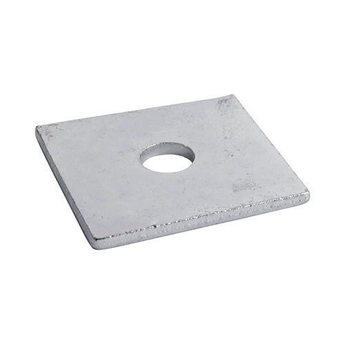 This is an image showing TIMCO Square Plate Washers - Hot Dipped Galvanised - M10 x 50 x 50 x 3 - 100 Pieces Box available from T.H Wiggans Ironmongery in Kendal, quick delivery at discounted prices.