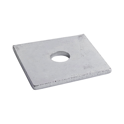 This is an image showing TIMCO Square Plate Washers - Hot Dipped Galvanised - M12 x 50 x 50 x 3 - 100 Pieces Box available from T.H Wiggans Ironmongery in Kendal, quick delivery at discounted prices.