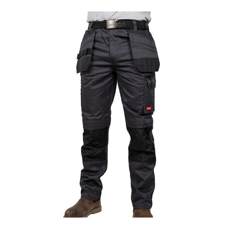 This is an image showing TIMCO Workman Trousers - Grey/Black - W34 L30 - 1 Each Bag available from T.H Wiggans Ironmongery in Kendal, quick delivery at discounted prices.