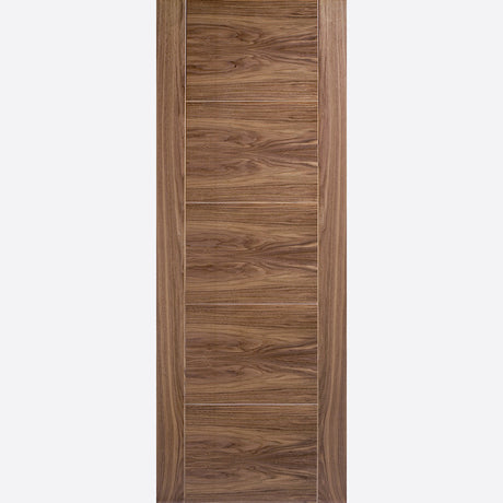 This is an image showing LPD - Vancouver 5P Pre-Finished Walnut Doors 610 x 1981 available from T.H Wiggans Ironmongery in Kendal, quick delivery at discounted prices.