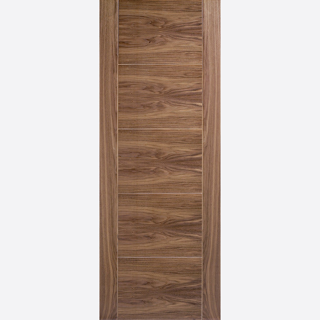 This is an image showing LPD - Vancouver 5P Pre-Finished Walnut Doors 762 x 1981 available from T.H Wiggans Ironmongery in Kendal, quick delivery at discounted prices.