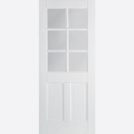 This is an image showing LPD - Canterbury 2P 6L Primed White Doors 838 x 1981 available from T.H Wiggans Ironmongery in Kendal, quick delivery at discounted prices.