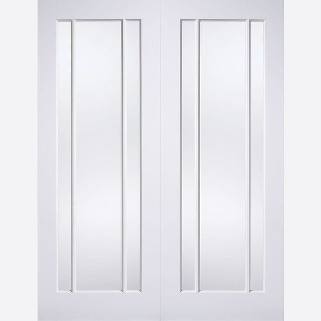This is an image showing LPD - Lincoln Pair Primed White Doors 914 x 1981 available from T.H Wiggans Ironmongery in Kendal, quick delivery at discounted prices.