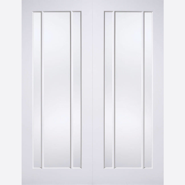 This is an image showing LPD - Lincoln Pair Primed White Doors 1524 x 1981 available from T.H Wiggans Ironmongery in Kendal, quick delivery at discounted prices.