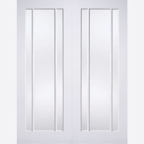 This is an image showing LPD - Lincoln Pair Primed White Doors 1168 x 1981 available from T.H Wiggans Ironmongery in Kendal, quick delivery at discounted prices.