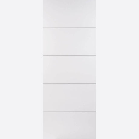 This is an image showing LPD - Horizontal Four Line Primed White Doors 610 x 1981 available from T.H Wiggans Ironmongery in Kendal, quick delivery at discounted prices.