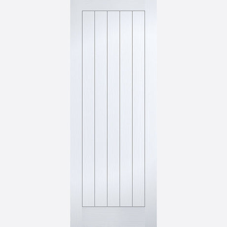 This is an image showing LPD - Vertical 5P Primed White Doors 533 x 1981 available from T.H Wiggans Ironmongery in Kendal, quick delivery at discounted prices.